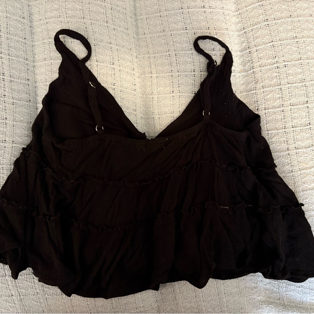 Black Ruched Ruffled Camisole Top - Picture 2 of 3